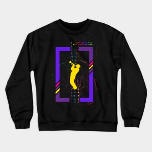 JAZZ MUSIC Festival Sax Lover Musician Saxophone player t-shirt futuristic design Contemporary Art Sunset Color Futuristic Shirt design Birthday party gifts Crewneck Sweatshirt